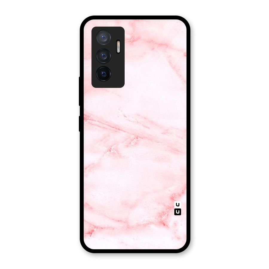 Pink Marble Print Glass Back Case for Vivo V23e