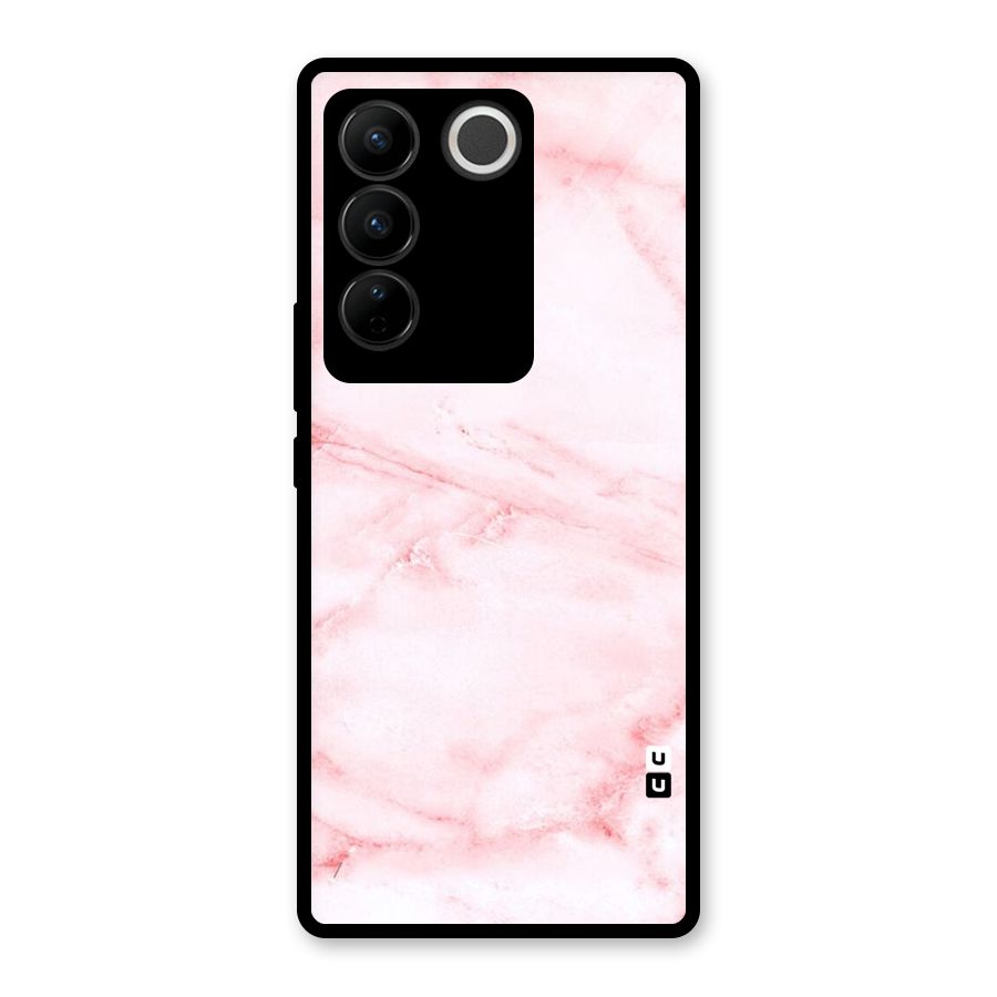Pink Marble Print Glass Back Case for Vivo V27 Pro