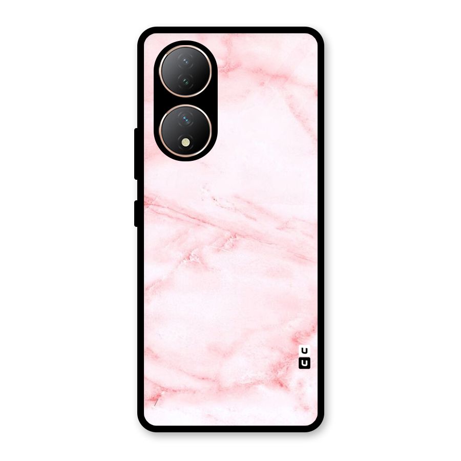 Pink Marble Print Glass Back Case for Vivo Y100A