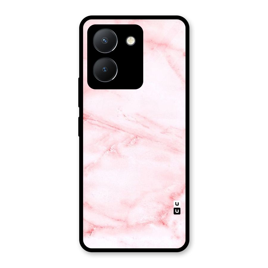 Pink Marble Print Glass Back Case for Vivo Y36