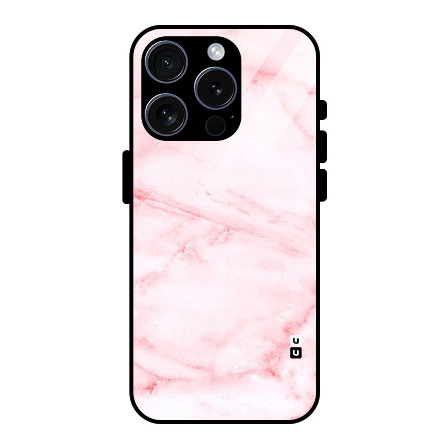 Pink Marble Print Glass Back Case for iPhone 15 Pro
