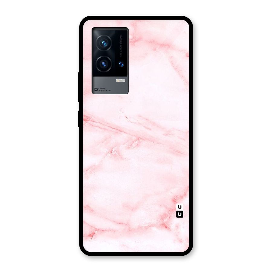 Pink Marble Print Glass Back Case for iQOO 9 5G