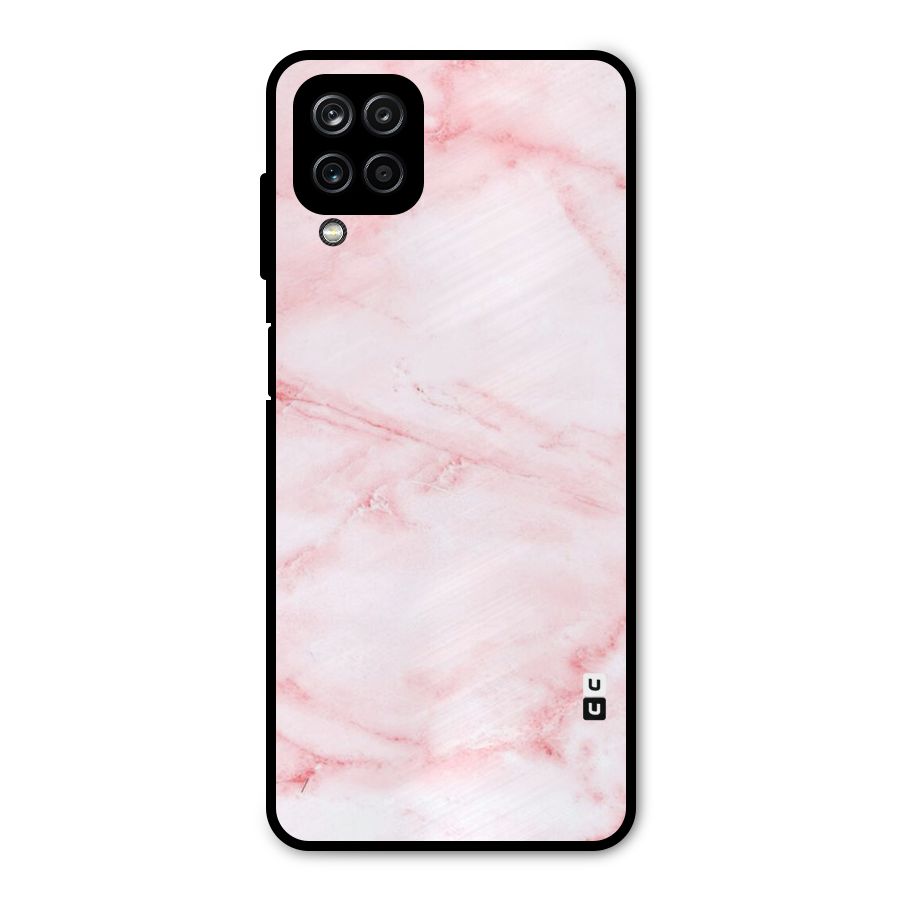 Pink Marble Print Metal Back Case for Galaxy A12