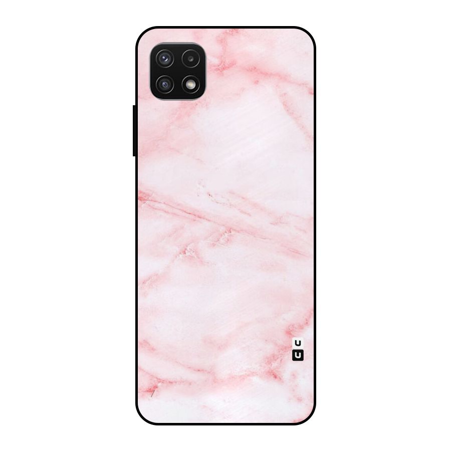 Pink Marble Print Metal Back Case for Galaxy A22 5G