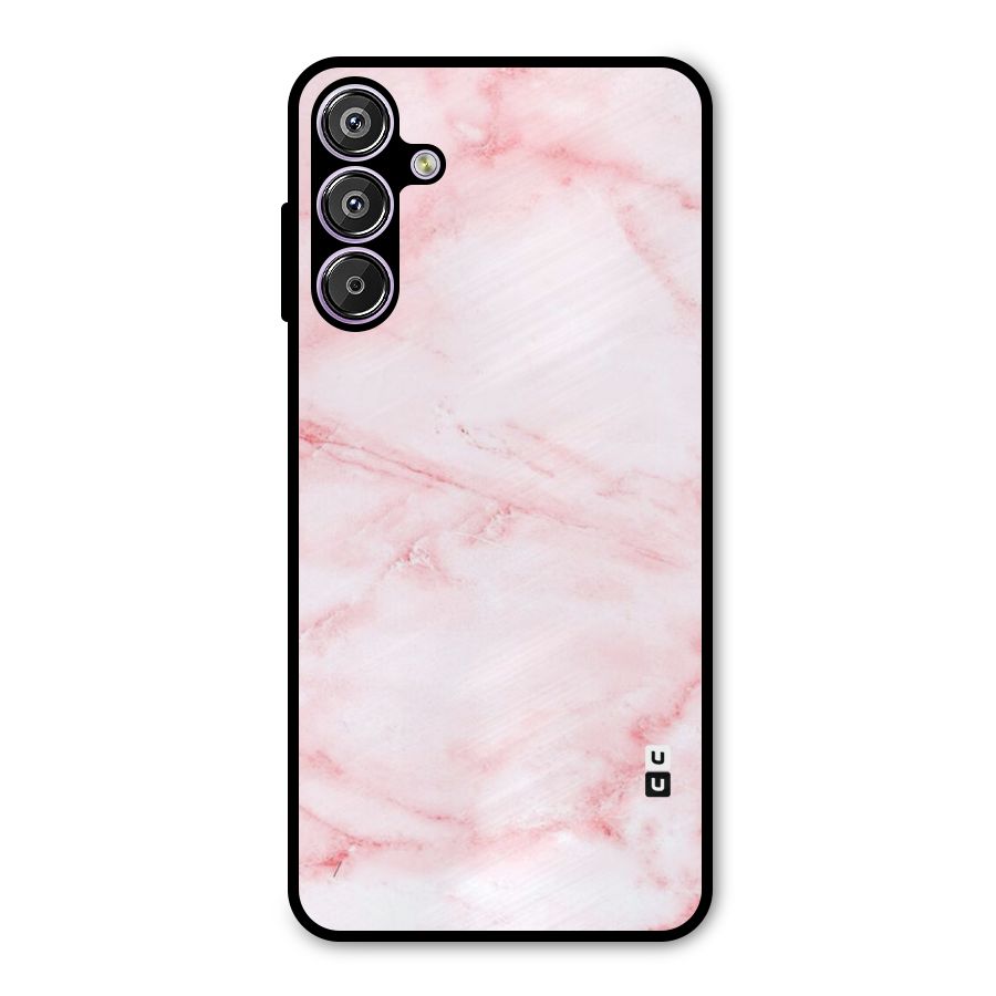Pink Marble Print Metal Back Case for Galaxy M15