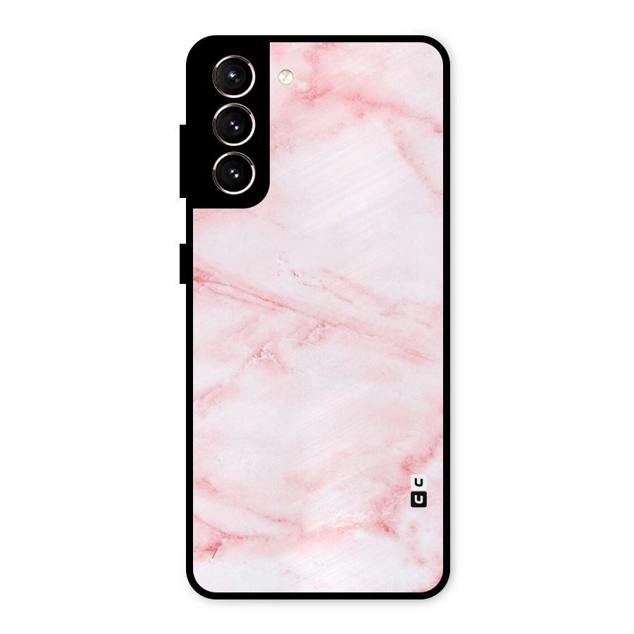 Pink Marble Print Metal Back Case for Galaxy S21 5G