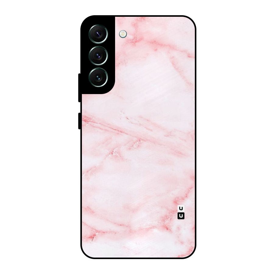 Pink Marble Print Metal Back Case for Galaxy S22 Plus 5G