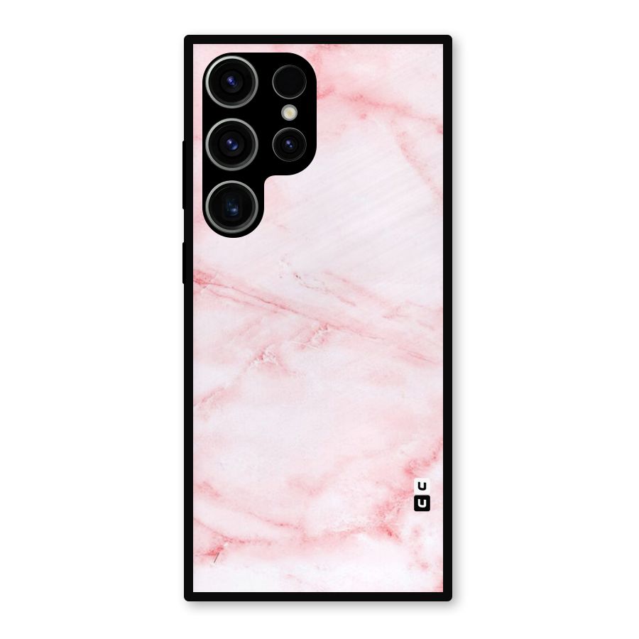 Pink Marble Print Metal Back Case for Galaxy S23 Ultra