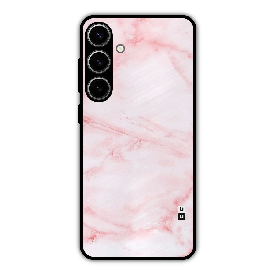 Pink Marble Print Metal Back Case for Galaxy S24 Plus