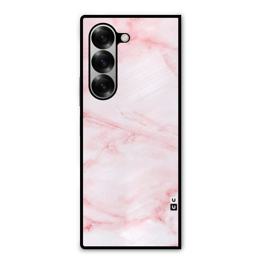 Pink Marble Print Metal Back Case for Galaxy Z Fold6