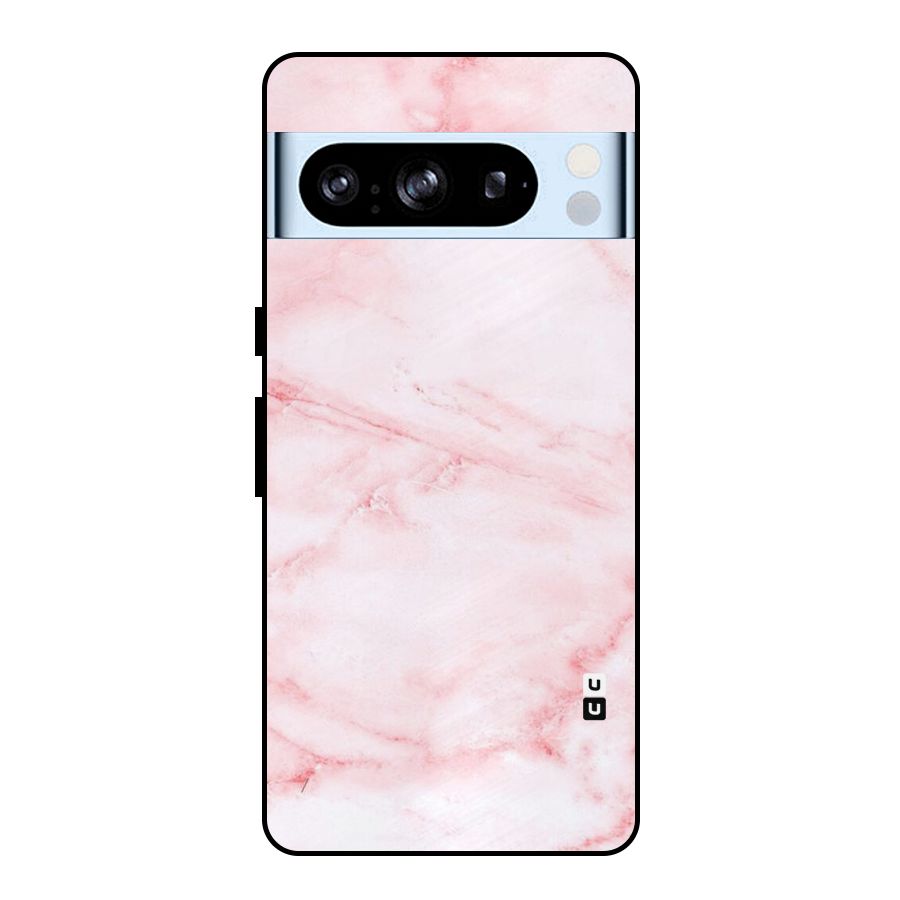 Pink Marble Print Metal Back Case for Google Pixel 8 Pro