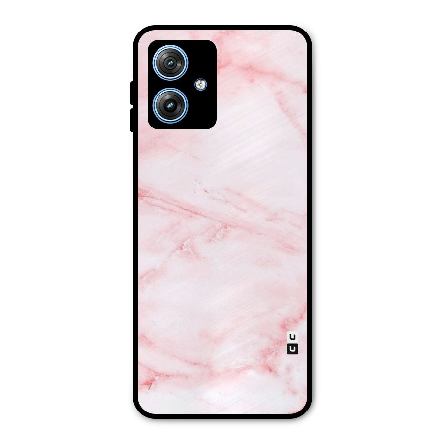 Pink Marble Print Metal Back Case for Moto G54