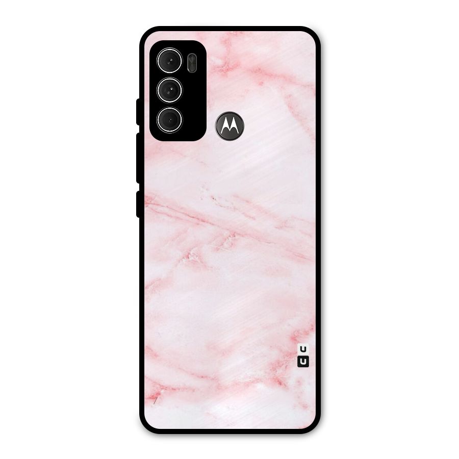 Pink Marble Print Metal Back Case for Moto G60