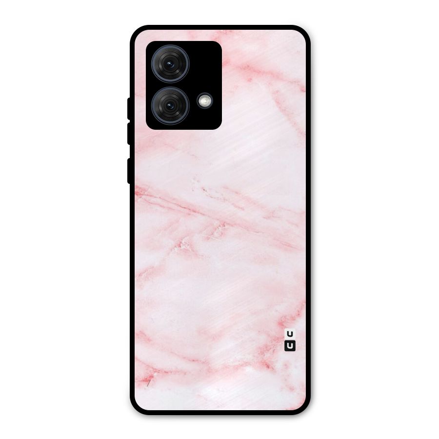 Pink Marble Print Metal Back Case for Moto G84