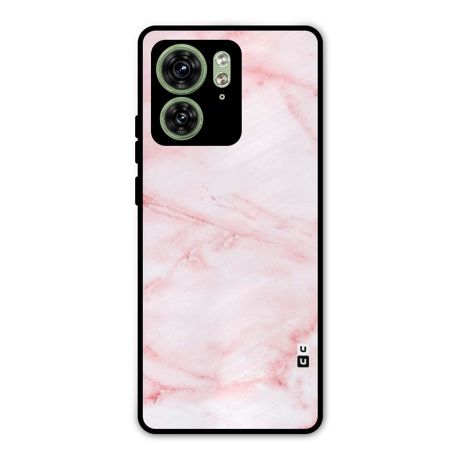 Pink Marble Print Metal Back Case for Motorola Edge 40 5G