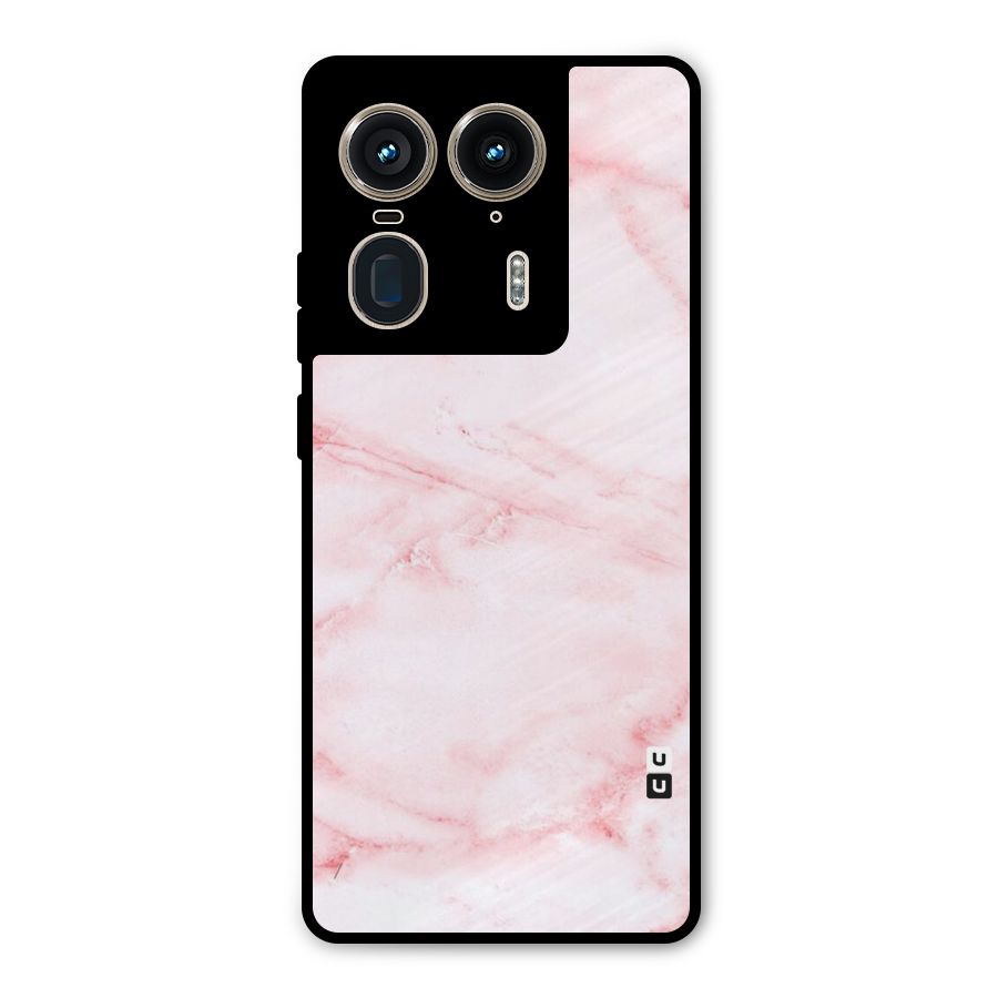 Pink Marble Print Metal Back Case for Motorola Edge 50 Ultra