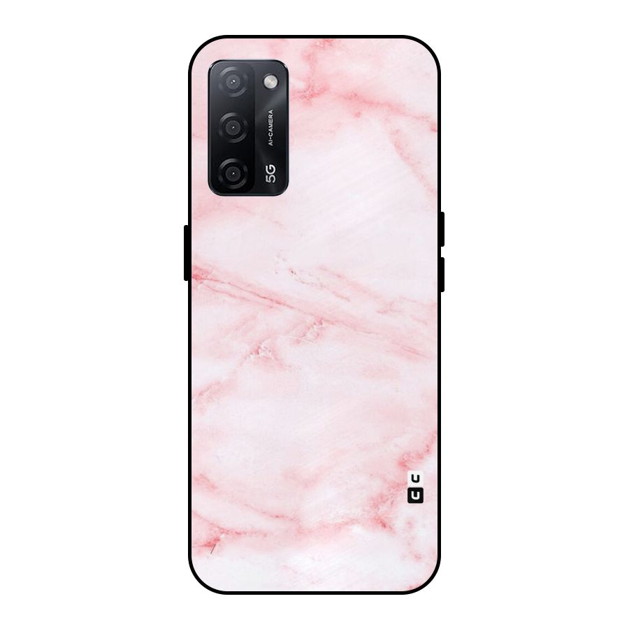Pink Marble Print Metal Back Case for Oppo A53s 5G