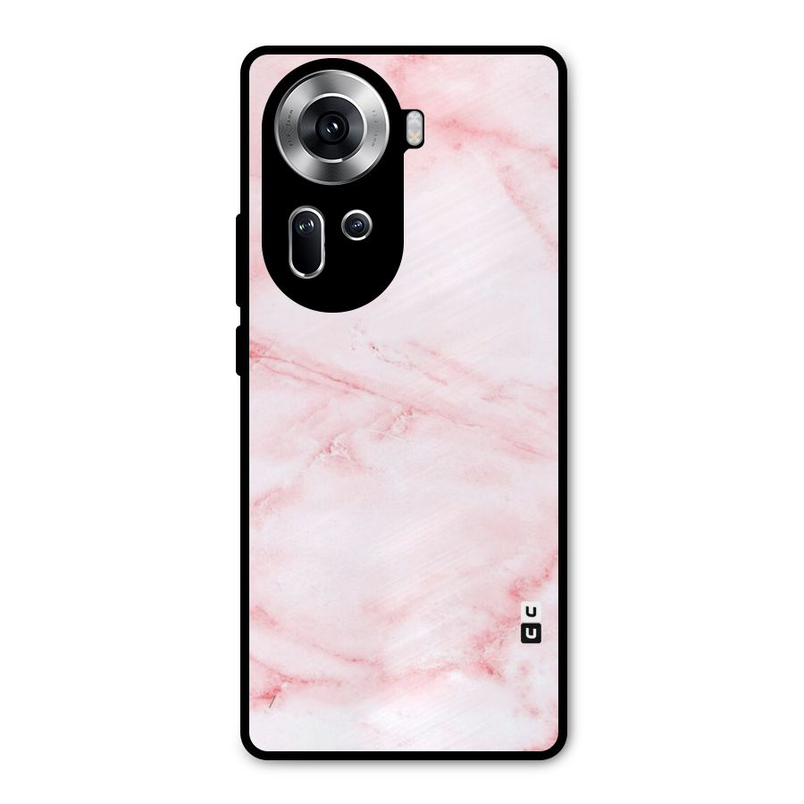 Pink Marble Print Metal Back Case for Oppo Reno11 5G