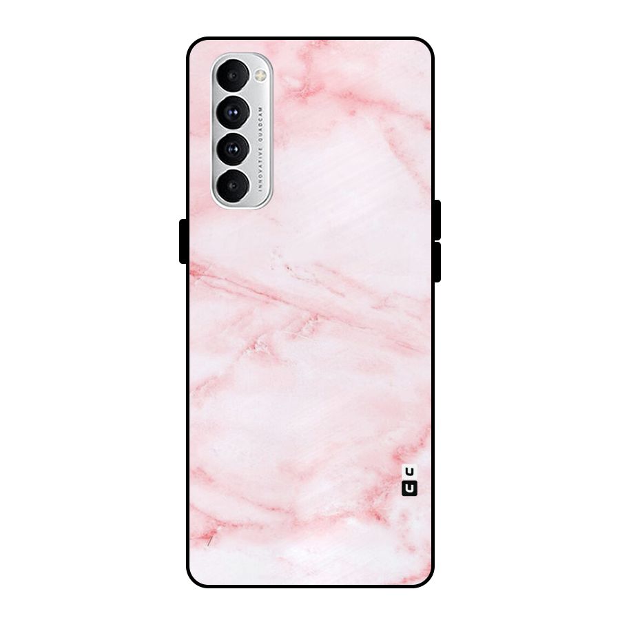Pink Marble Print Metal Back Case for Oppo Reno4 Pro