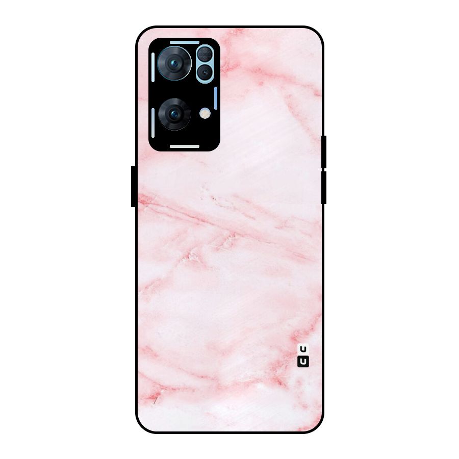 Pink Marble Print Metal Back Case for Oppo Reno7 Pro 5G