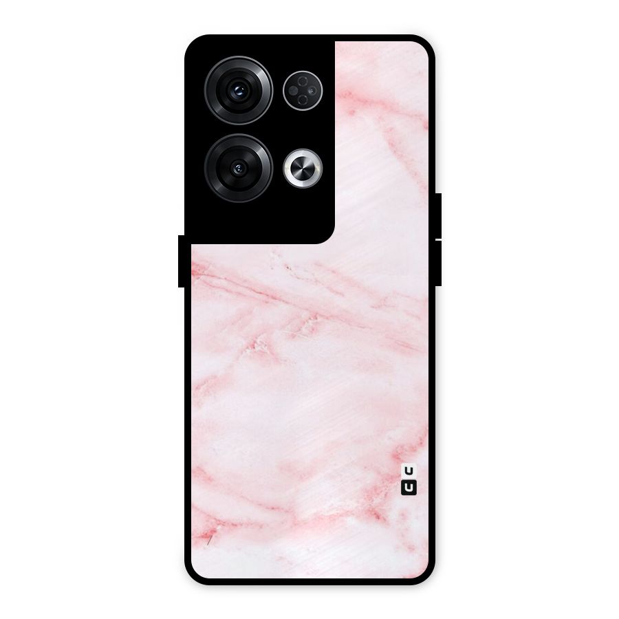 Pink Marble Print Metal Back Case for Oppo Reno8 Pro 5G
