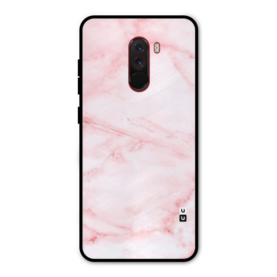 Pink Marble Print Metal Back Case for Poco F1