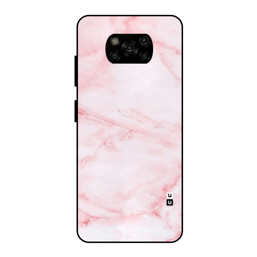 Pink Marble Print Metal Back Case for Poco X3
