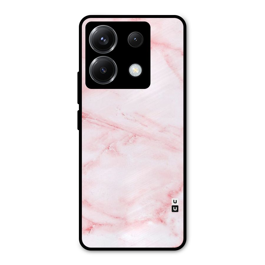 Pink Marble Print Metal Back Case for Poco X6