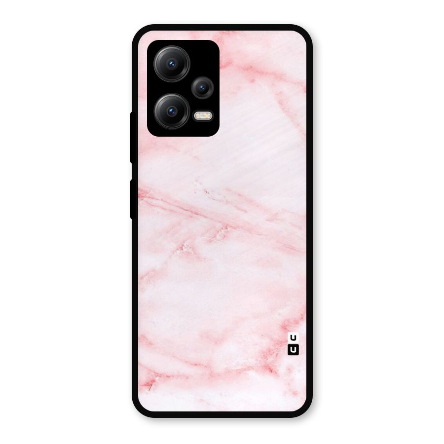 Pink Marble Print Metal Back Case for Redmi Note 12 5G