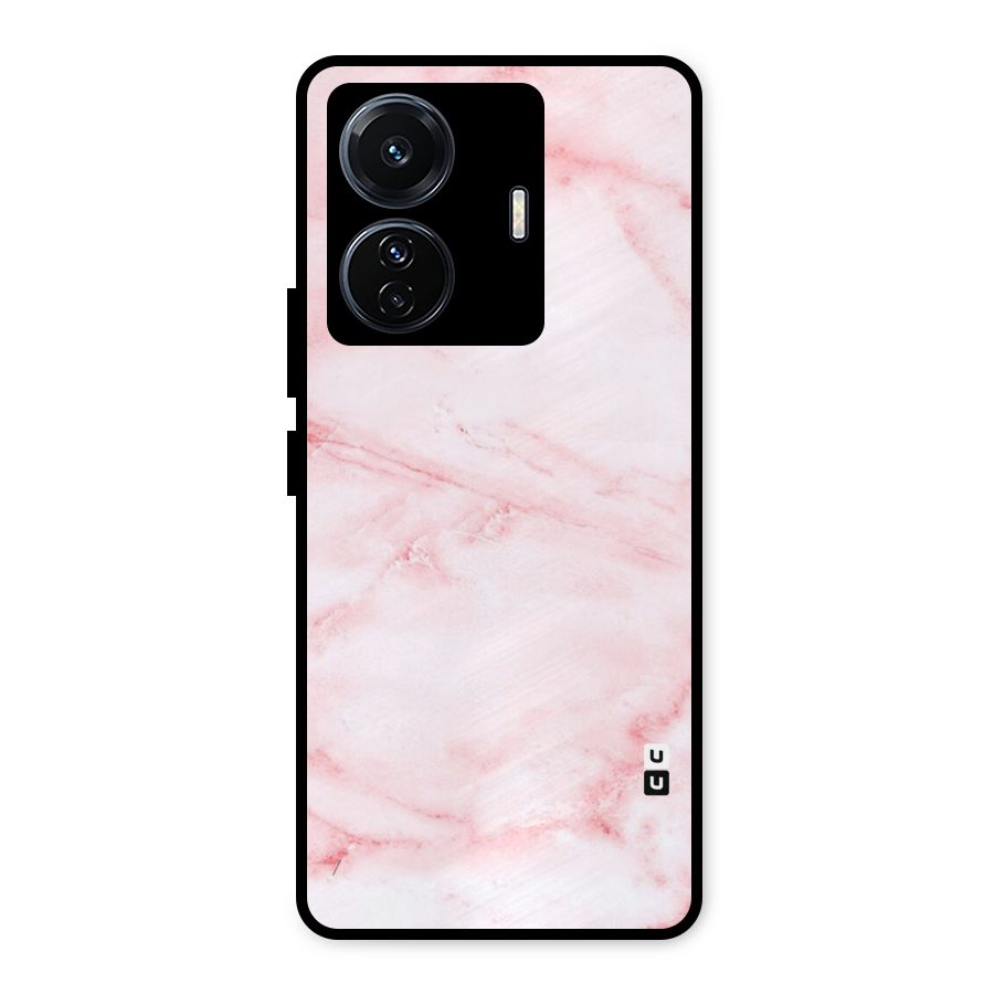 Pink Marble Print Metal Back Case for Vivo T1 Pro