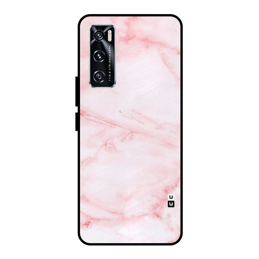 Pink Marble Print Metal Back Case for Vivo V20 SE