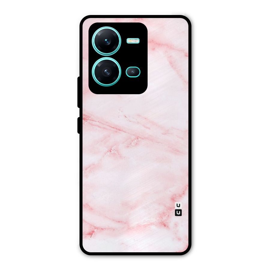 Pink Marble Print Metal Back Case for Vivo V25