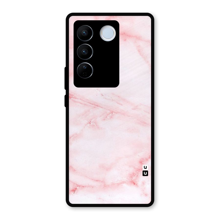 Pink Marble Print Metal Back Case for Vivo V27