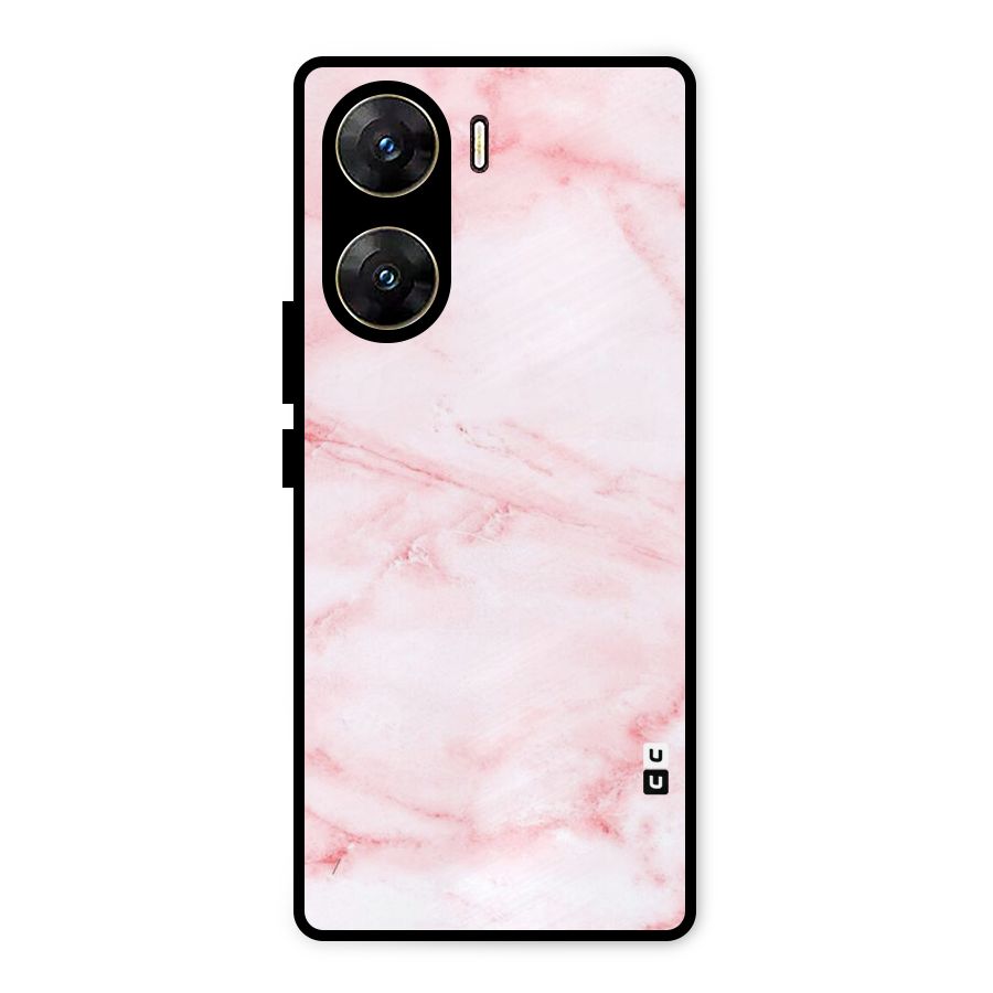 Pink Marble Print Metal Back Case for Vivo V29e
