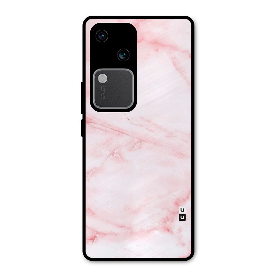 Pink Marble Print Metal Back Case for Vivo V30 Pro