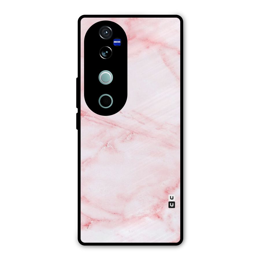 Pink Marble Print Metal Back Case for Vivo V40