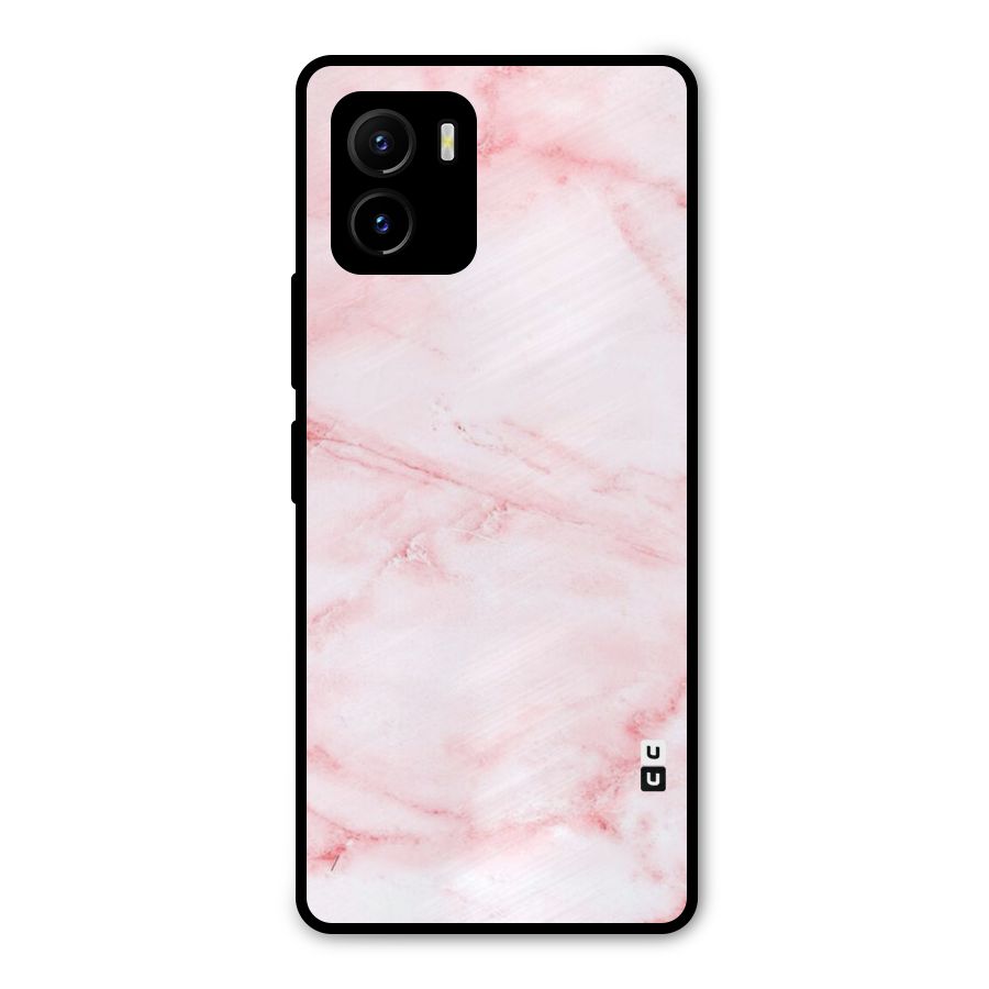 Pink Marble Print Metal Back Case for Vivo Y15s