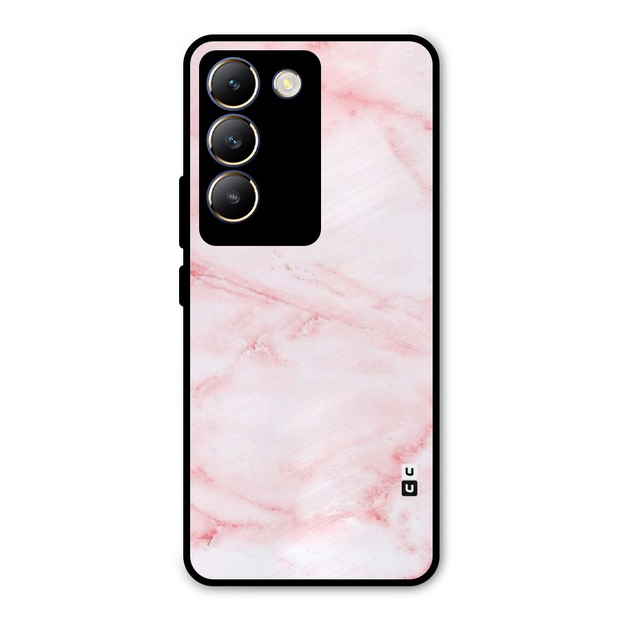 Pink Marble Print Metal Back Case for Vivo Y200e