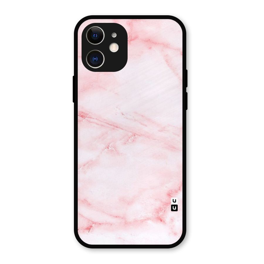 Pink Marble Print Metal Back Case for iPhone 12