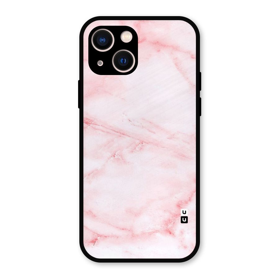 Pink Marble Print Metal Back Case for iPhone 13
