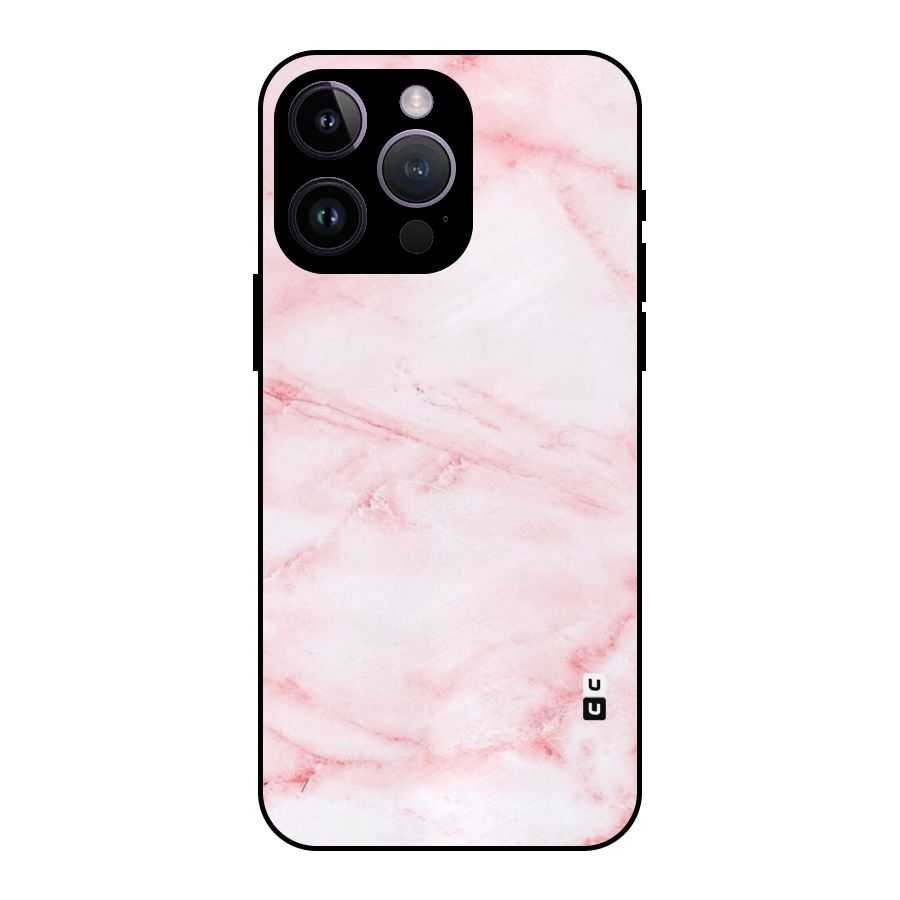 Pink Marble Print Metal Back Case for iPhone 14 Pro Max