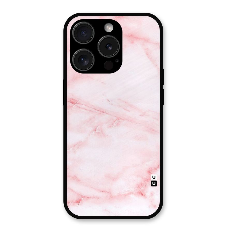 Pink Marble Print Metal Back Case for iPhone 15 Pro