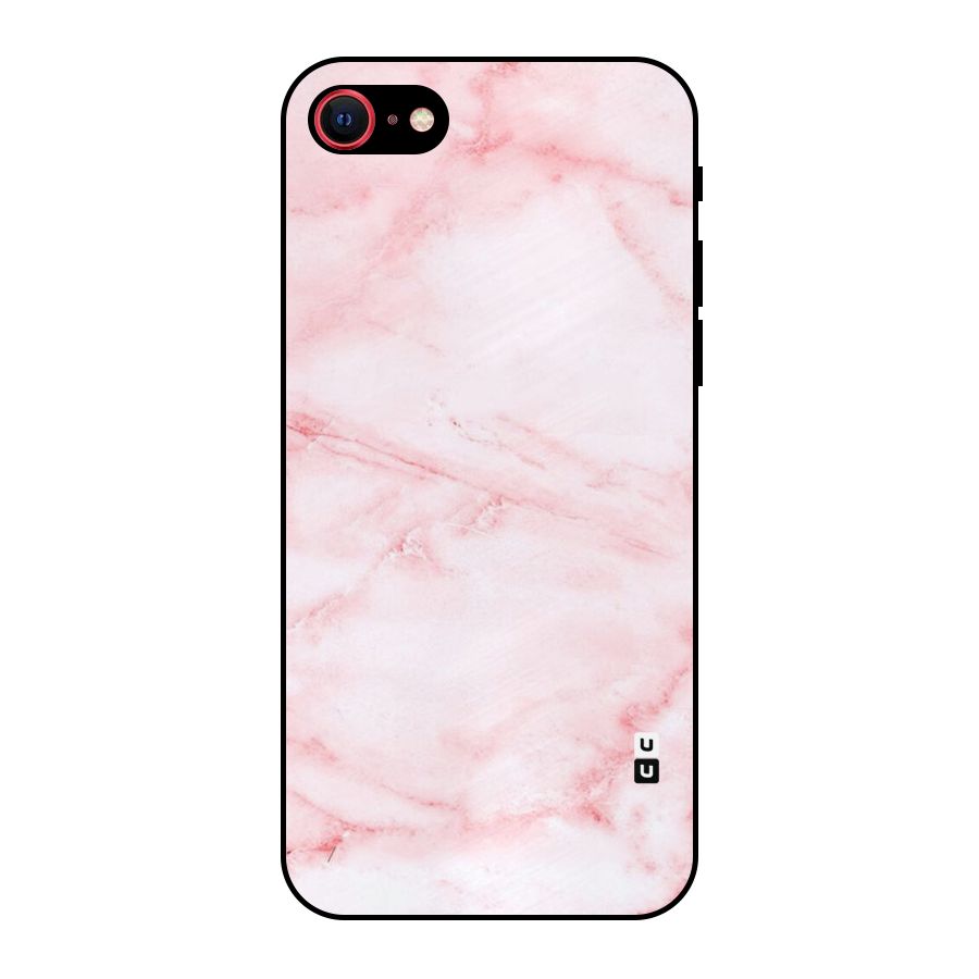 Pink Marble Print Metal Back Case for iPhone 7