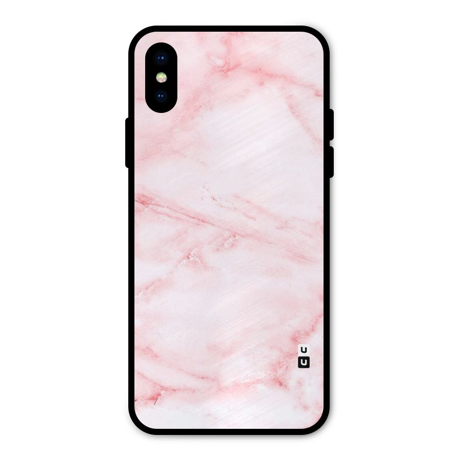 Pink Marble Print Metal Back Case for iPhone XS