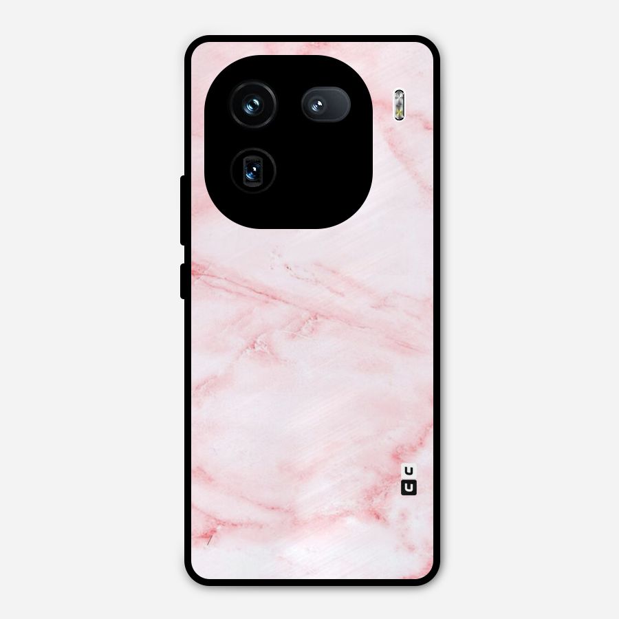 Pink Marble Print Metal Back Case for iQOO 12