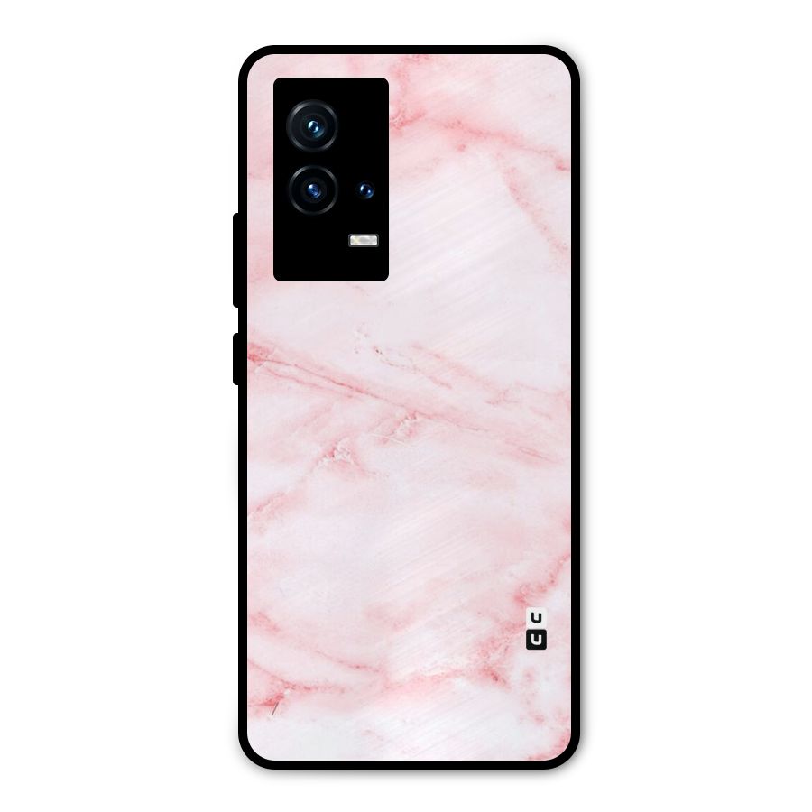 Pink Marble Print Metal Back Case for iQOO 9 5G