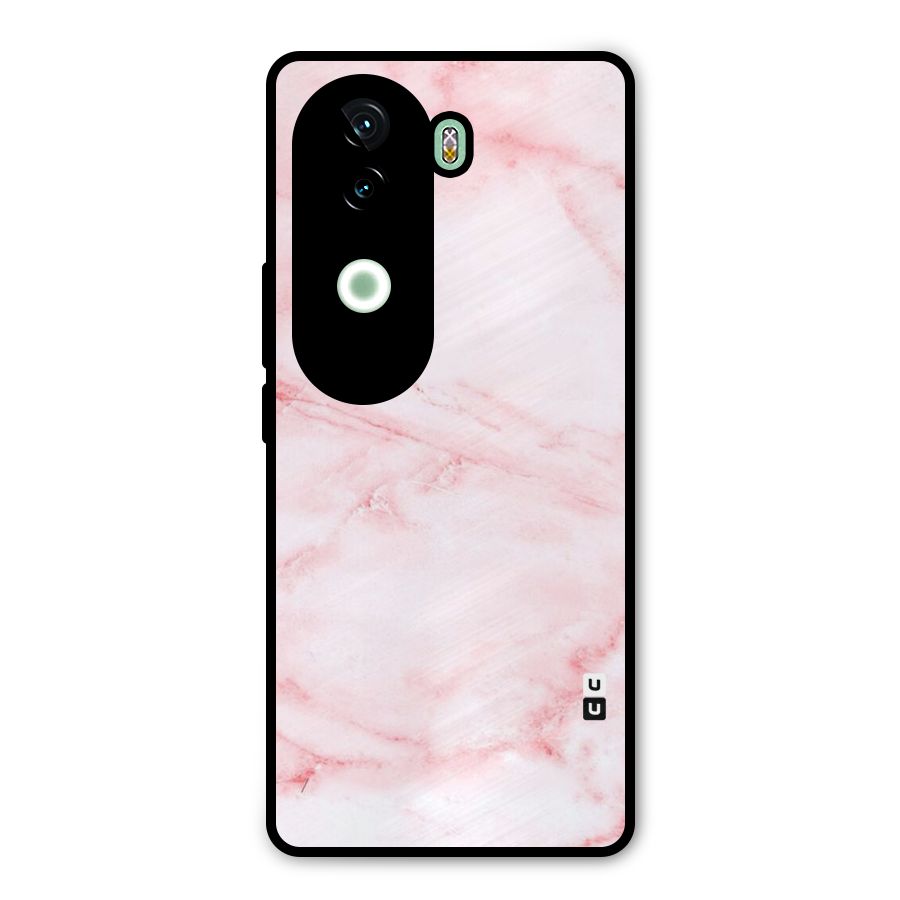 Pink Marble Print Metal Back Case for iQOO Z9s
