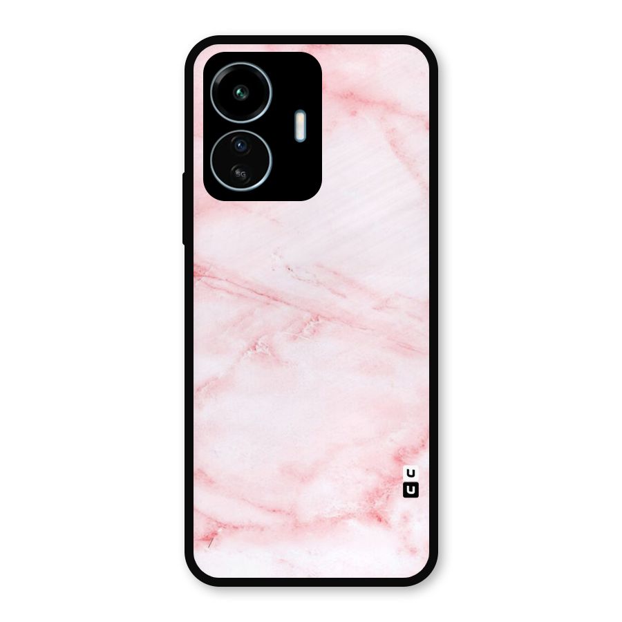 Pink Marble Print Metal Back Case for vivo iQOO Z6 Lite 5G