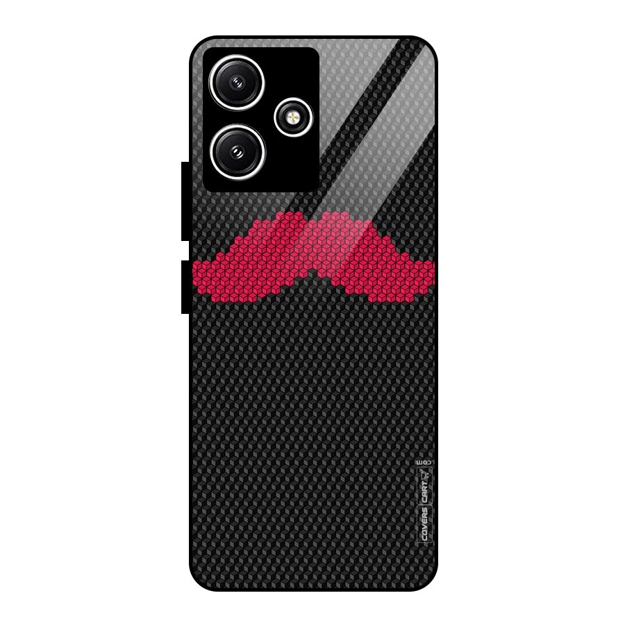Pink Moustache Glass Back Case for Redmi 12 5G