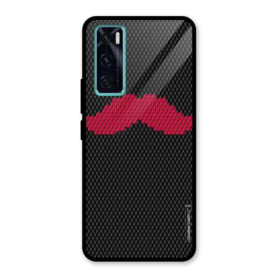 Pink Moustache Glass Back Case for Vivo V20 SE
